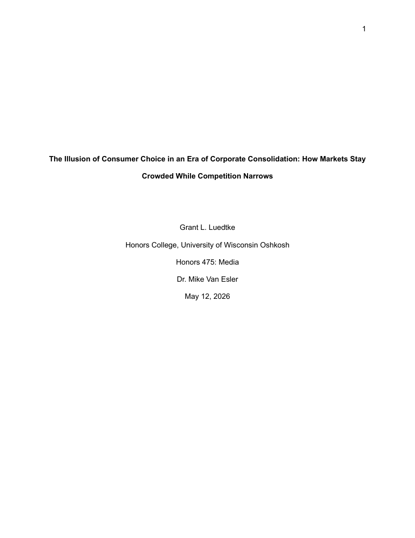 Title page of Grant Luedtke’s Honors paper